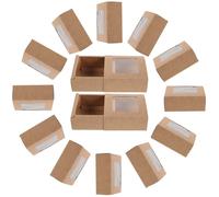 MAGICLULU 20pcs Kraft Paper Match Box with Window Kraft Paper Treat Box 2.6x2.6x1.2 Inch Retro Style Decorative Versatility Easy to Carry for Travelers and Crafters Outdoor Adventures