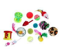 MAGICLULU 24pcs Interactive Cat Scratching with Bell Ball and Feather Set for Kitten and Cat, Plush and Plastic Materials to Stimulate Hunting Instincts and Exercise Paws, Home Random Color
