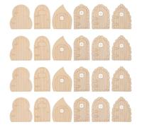 MAGICLULU 24pcs Mini Wooden Fairy Garden Doors Unpainted Dollhouse Accessories for DIY Craft Projects Whimsical Elf Windows for Home Garden and Decorative Fairy Tale Scenes