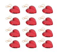 MAGICLULU 24pcs Valentine's Day Heart Sequin Keychains, Double-sided Glitter Heart-shaped Key Rings with Gold Lobster Clasp, Red Love Bag Pendants for Party
