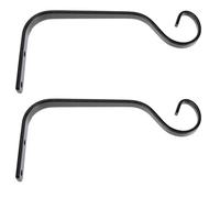 MAGICLULU 2pcs 7.3-inch Black Iron Curved Hanging Plant Brackets Wall-Mounted Hooks for Outdoor Garden Planters Lanterns and Flower Pots