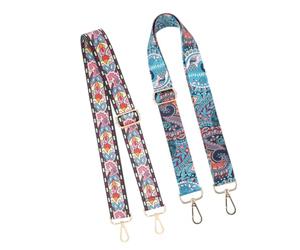 MAGICLULU 2pcs Adjustable Floral Pattern Banjo Strap with Gold Hook, Vintage Banjo Shoulder Belt Set for Folk Instrument Accessories
