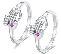 MAGICLULU 2pcs Adjustable Silver Copper Lover Rings for Valentine's Day with Comfortable Ergonomic Structure, Lightweight Romantic Couple Promise Rings for Holiday and Birthday Gifts