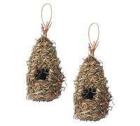 MAGICLULU 2pcs Artificial Bird Nest Woven Hummingbird House for Window and Outdoor Use, Natural Grass Material Handwoven Craftsmanship, Creative Bird Shelter Supporting Sparrows