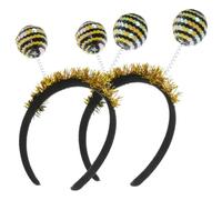 MAGICLULU 2pcs Bee Headband with Glitter Tinsel and Foam Antennae, Comfortable Fit and Eye-catching Design, for Zoo Theme Party or Birthday Celebrations