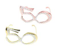MAGICLULU 2Pcs Birthday Eyeglasses Rhinestone Photo Prop for Parties Unique Costume Accessory for Celebrations Material Shiny Design for Masquerade and Carnival Events