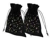 MAGICLULU 2pcs Black Velvet Drawstring Tarot Card Storage Pouch with Gold Star Moon Print, Portable Small Jewelry and Tarot Card Holder Bags for Travel and Packaging