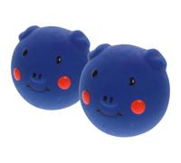 MAGICLULU 2pcs Blue Latex Dog Chew for Small Dogs, Squeaky Cartoon Pig Head Ball that Redirects Chewing Behavior and Helps Pets be Happy, Sturdy Molar Chewing for Interactive Play