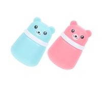 MAGICLULU 2Pcs Body Powder Puff Box with Cartoon Bear Shape, Easy to Use PP and Sponge Material, for Baby Care on Hot Summer Day and Travel Packing, Refuse Powder Flying