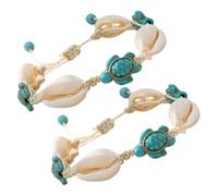 MAGICLULU 2pcs Boho Turtle Shell Bracelets with Sea-themed Design, Versatile Use as Anklets or Bracelets, for Summer Outfits and Beach Vacations