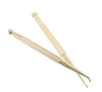 MAGICLULU 2pcs Brass Ear Acupressure Pen Set, Manual Point Massage Tool with Spring Retractable and Fixed Head, 12.5cm Acupuncture Probe for Ear and Body Relief and Self-care