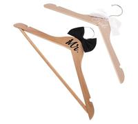 MAGICLULU 2Pcs Bride and Groom Wedding Hangers Set - Wooden Bridal Dress Hanger and Groom Bow Tie - Wedding Suit and Dress Accessories for Bridal Party