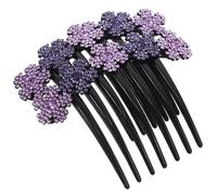 MAGICLULU 2pcs Bun Updo Clip Holder Violet Floral Rhinestone Hair Comb 7 Teeth Plastic Vintage Elegant Classic Timeless Design Enhance Hairstyle Smooth Finish for Women Weddings Parties