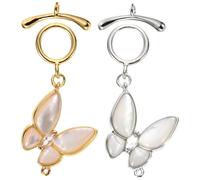 MAGICLULU 2pcs Butterfly Ot Clasp Connectors Bracelet and Necklace Extender Chains for Jewelry Making Multi Necklace Clasp Closure Accessories for DIY Craft Projects