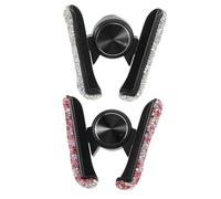 MAGICLULU 2pcs Car Phone Holder Mount Clip for Air Vent with Glitter Rhinestone Stable Cellphone Stand for Car Interior Space Saving Dashboard Compatible Cradle for Women