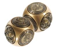 MAGICLULU 2Pcs Chinese Baoding Balls, 36mm Six-Sided Embossed Brass Hand Exercise Spheres for Dexterity Training and Stress Relief, Traditional Oriental Meditation Massage Globes for Office Desk Decor