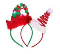 MAGICLULU 2pcs Christmas Light Up Headband Christmas Glowing Costume Headwear Lighted Santa Hat Headband for Holiday Party
