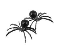 MAGICLULU 2pcs Crystal Alloy Spider Figurines with Obsidian Sphere Realistic Halloween Animal Sculpture Decorations Lifelike Faux Spider Ornaments for Party and Home Display