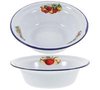 MAGICLULU 2pcs Enamel Soup Basin Vegetable Basin Large Capacity Sunken Old-Fashioned Enamel Material Will Not Retain Smell for Washing Rice and Beating Eggs Random Style