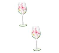 MAGICLULU 2pcs Flamingo Hen Party Glasses High Foot Wine Flutes Christmas Party Drinking Glasses Liquor Cups