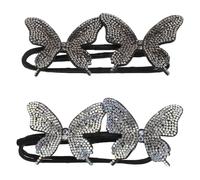 MAGICLULU 2pcs Flexible Shaper Wrap Bun Maker Butterfly Rhinestone Velvet Elastic Material Sparkling Comfortable Hair Accessories for Women Formal Event Parties