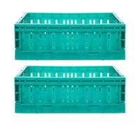 MAGICLULU 2pcs Foldable Plastic Storage Basket Folding Storage Basket Green Plastic with Window Space-saving Design