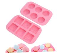 MAGICLULU 2pcs Food Grade Silicone Mooncake Moulds Flower and Fu-Shaped Non-Stick Baking Mold Reusable for Home Festival Pink