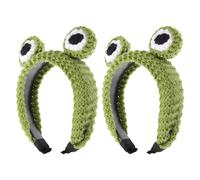 MAGICLULU 2pcs Frog Headband Crochet Knitted Frog Hat Washable Comfortable Fit Hair Bands for Women Adorable Kawaii for Winter Activities Facial Makeup