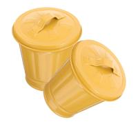 MAGICLULU 2pcs Galvanized Iron Desktop Trash Bucket with Lid, Mini Covered Waste Container for Home and Office Countertop, Yellow Portable Garbage Bin