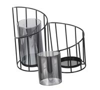MAGICLULU 2pcs Geometric Metal Candle Holders and Vases for Pillar Candles Sturdy Iron and Glass Tabletop Centerpieces Modern Minimalist Sconce Stand for Home Office Living Room Decor