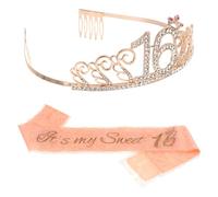 MAGICLULU 2pcs Girl Birthday Party Hair Bands with Lace and Alloy Crown and Letter Printed Etiquette Sash for Stylish Birthday Decorations and Celebrations