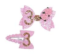 MAGICLULU 2Pcs Glitter Bow Hair Clips for Headwear with Secure Elastic Fit Non Irritating Glitter Material Adorable Birthday Party Hair Bows and Photo Props for Showers