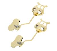MAGICLULU 2pcs Gold Plated Metal Trumpet Marching Lyre Music Stand Attachment with Flip Folder Music Clip, Secure Clamp-on Lyre Holder Compatible with Trumpet, Trombone, and Clarinet