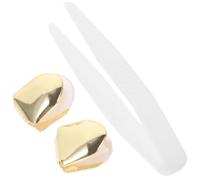 MAGICLULU 2pcs Golden Single Tooth Grill Caps Hip Hop Electroplated Brass Teeth Decoration for Birthday Party and Club Accessories