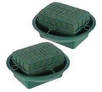 MAGICLULU 2pcs Green Floral Foam with Bowl for Flower Arrangements and Wedding Decoration, Plastic Round Foam Blocks for Easy Placement and Arranging Dried Flowers, Floral Arrangement