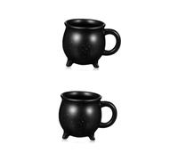 MAGICLULU 2pcs Halloween Witch Cauldron Ceramic Mug Small Decorative Latte Cup with Three Legged Boiler Design for Home Office and Restaurant Use
