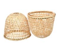 MAGICLULU 2pcs Handmade Woven Bamboo Lampshades for 5cm Bulbs, Rustic Round Pendant Light Covers, Decorative Ceiling Lamp Shades for Home and Restaurant Lighting