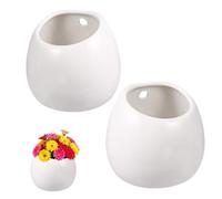MAGICLULU 2pcs Hanging Flowerpot Ceramic Wall Planters White Minimalist Elegant Porcelain Succulents Holder for Windowsill and Desk Display