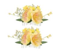 MAGICLULU 2pcs Hawaiian Flower Hair Accessories Summer Flower Hair Clips Hula Dancer Beach Wedding Accessory Women Barrette Bride Beach Clip Yellow