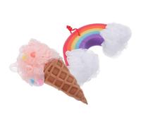 MAGICLULU 2pcs Ice Cream Shower Sponge Set Soft Sponge Bath Balls for Exfoliating Loofah with Rainbow and Pink Cone Shapes Rich Bubble Shower Puff for Gentle Skin Cleansing