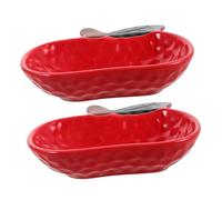MAGICLULU 2pcs Japanese Porcelain Sauce Dish Set Cute Apple-Shaped Ceramic Dipping Bowls for Sushi BBQ Salad Appetizer Red Accent Whimsical Tableware for Home Kitchen Decor