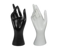 MAGICLULU 2pcs Jewelry Hand Model Display Stand for Rings and Bracelets, Female Short Hand Simulation Rack in Black and White, Decorative Jewelry Holder for Store and Home Organization