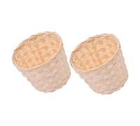 MAGICLULU 2pcs Large Bamboo Woven Basket Sundries Organizer Desktop Storage Basket Handmade Rustic Storage for Home Office