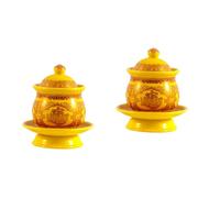 MAGICLULU 2pcs Lotus Offering Water Mug Buddha Guanyin Small Yellow Decorative Temple Cup Fade Resistant Craftsmanship for Buddhist Worship and Home Display