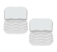 MAGICLULU 2pcs Magnetic Eyelash Storage Box Set for False Eyelashes 3d Fiber Lash Organizer with Travel Case White Cosmetic Lash Container for Makeup
