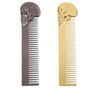 MAGICLULU 2pcs Men’s Hair Pocket Comb: Skull Beard Comb for Grooming Fine Teeth - Mustache Brush Pocket Size Zinc Alloy - Styling Tool for Facial Hair Care