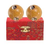 MAGICLULU 2pcs Metal Baoding Massage Balls 47mm Hand Exercise Stress Relief Tools for Elderly with Enamel Finish, Gold Six-Fish Bagua Pattern, Suitable for Hand Therapy and Relaxation