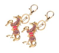 MAGICLULU 2PCS Metal Horse Racing Keychain Rhinestone Pendant Bag Charm for Backpack and Keys Stylish Animal Amulet Accessory for Horse Lovers