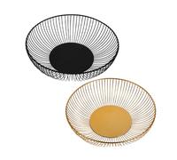 MAGICLULU 2pcs Metal Wire Fruit Basket Bowl Large Capacity Ventilated Fruit Holder for Kitchen Counter Multipurpose Vegetable and Snack Storage Stand with Artistic Iron Craft in Gold and