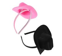 MAGICLULU 2pcs Mini Cowboy Hat Headbands Western Theme Headwear for Women Portable Compact Cowgirl Costume Accessories for Parties Halloween Cosplay